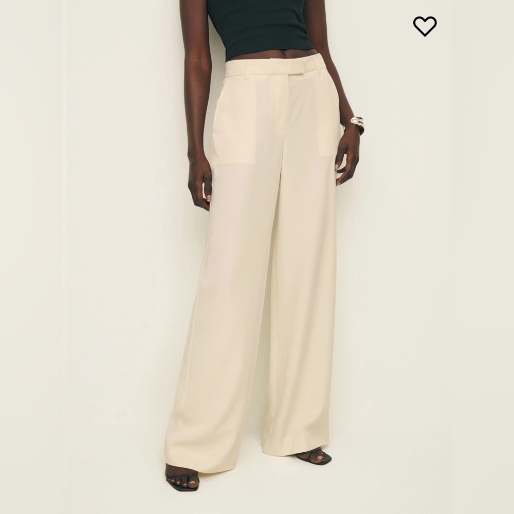 NWT Reformation Carter Mid Rise Pant in Sugar Size 6 Neutral Straight Leg Pants - Picture 3 of 10